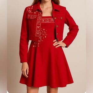 Rare Vintage Christian Llinares Celestial Astrology Dress & Jacket Set Y2K Sz S